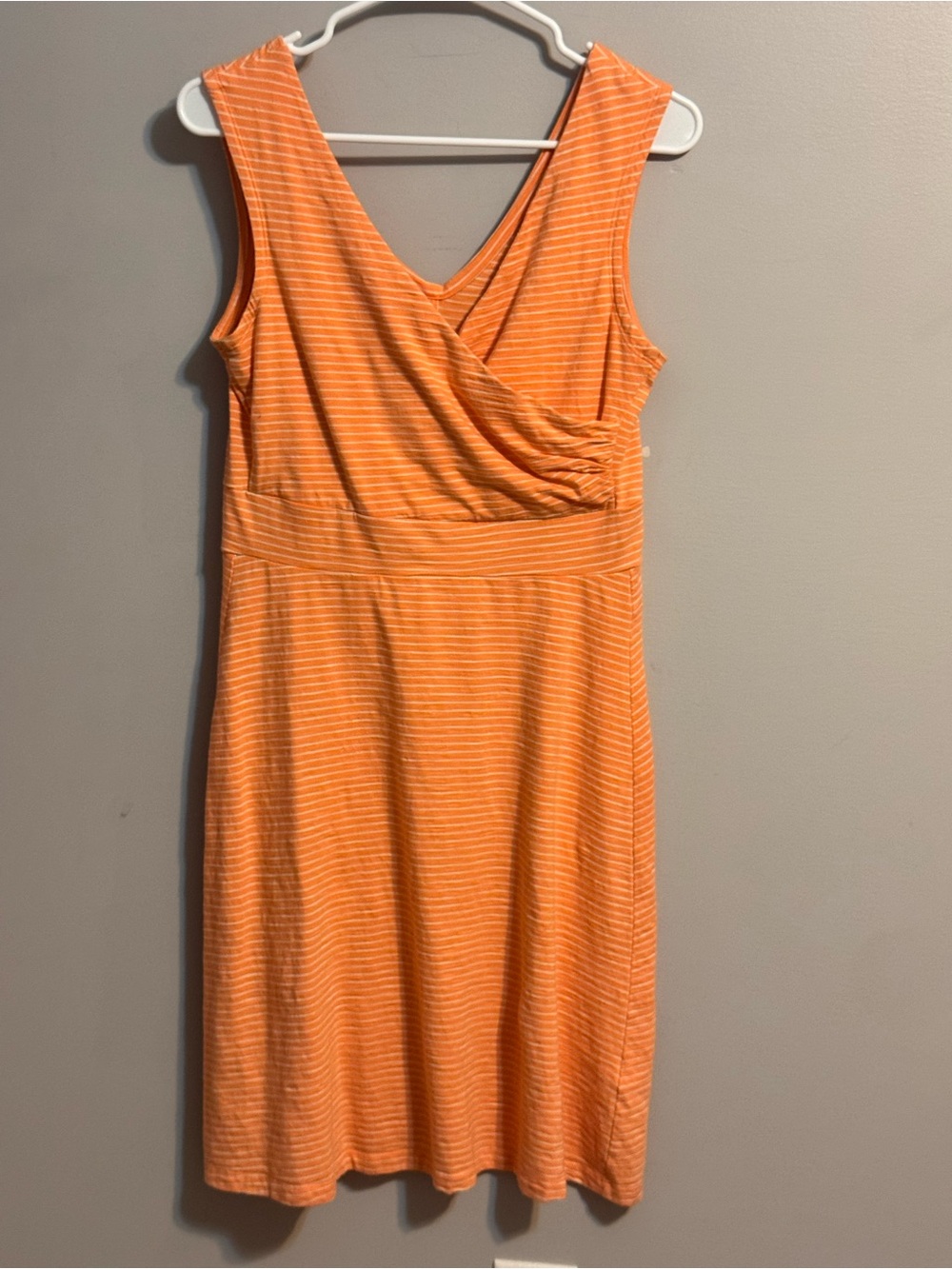 Patagonia Porch Song Dress M Orange Striped Organic Cotton‎ Sleeveless